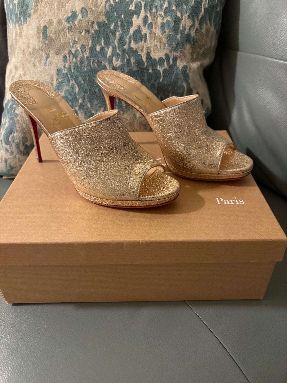 Christian Louboutin Gold Foil Mules